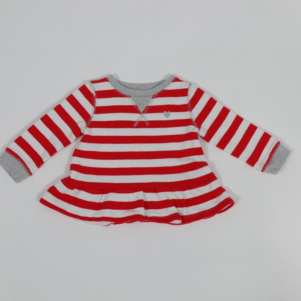 Carter's Sweatshirt Pullover Girls 18M Peplum Red White Striped